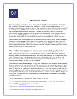 Big Questions in Payments - Financial Access Initiative