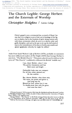 The Church Legible: George Herbert and the Externals