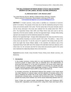the relationship between money stock and economic growth of sri