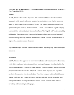 1 The Great Wall of &ldquo;English Only&rdquo;: Teacher Perceptions of