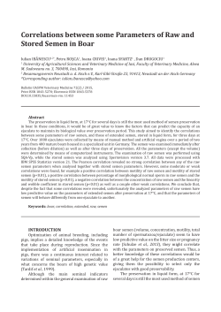 Correlations between some Parameters of Raw and Stored Semen