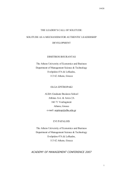 THE LEADER`S CALL OF SOLITUDE: SOLITUDE AS A