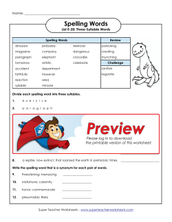 Spelling Words - Super Teacher Worksheets
