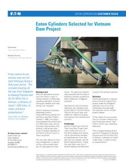 Eaton Cylinders Selected for Vietnam Dam Project