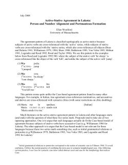 Active Stative Agreement in Lakota