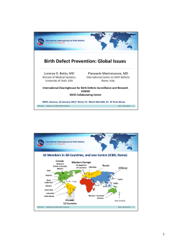 Birth Defect Prevention: Global Issues