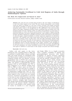 Achieving sustainable livelihood in cold arid regions of India