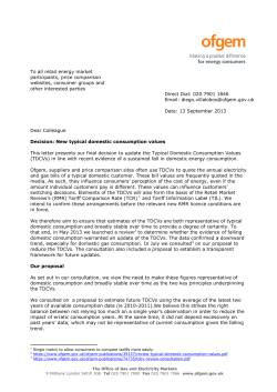 Decision: New typical domestic consumption values