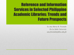Reference and Information Services in Selected Philippine