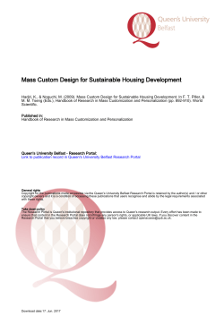 Mass Custom Design for Sustainable Housing Development