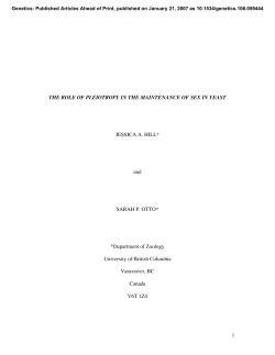 1 THE ROLE OF PLEIOTROPY IN THE MAINTENANCE