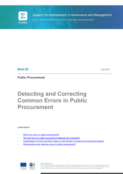Common Errors in Public Procurement - sigma