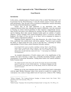 Scelsi`s Approach to the "Third Dimension" of Sound Ivan Elezovic