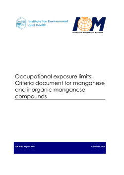 Occupational exposure limits: Criteria document for manganese and