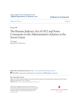 The Russian Judiciary Act of 1922 and Some Comments on the