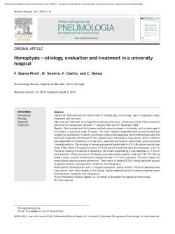 Hemoptysis &mdash; etiology, evaluation and treatment in a