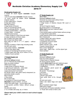Elementary School Supply List 2016-17