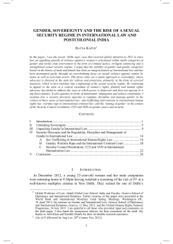 Gender, Sovereignty and the Rise of a Sexual Security Regime in