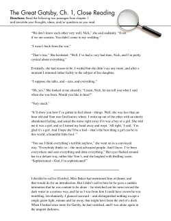 The Great Gatsby, Ch. 1, Close Reading