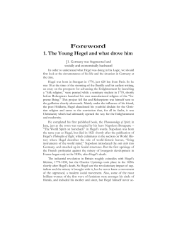 Foreword to Hegel`s Logic