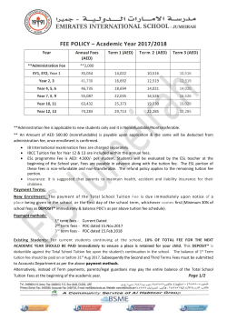 FEE POLICY &ndash; Academic Year 2016/2017