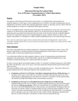Sample Policy Distracted Driving Prevention Policy (Use of Wireless