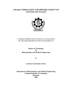 characterization and pretreatment of cotton gin waste