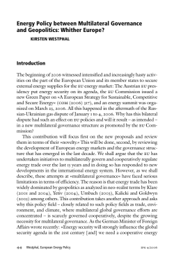 Energy Policy between Multilateral Governance and Geopolitics
