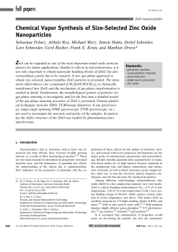 Chemical Vapor Synthesis of Size-Selected Zinc Oxide Nanoparticles
