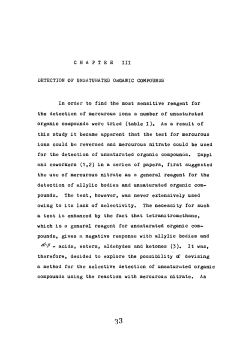 C H A P T E R III DETECTION OF UNSATURATED OHGANIC