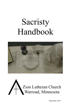 Sacristy Handbook - Zion Lutheran Church, Warroad, MN