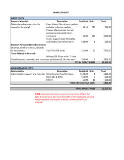 DIRECT COSTS Research Materials Description Cost/Unit Units