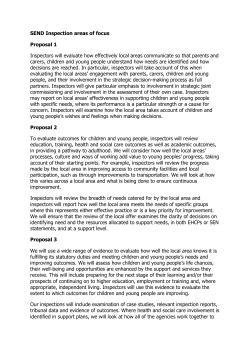 SEND Inspection areas of focus Proposal 1 Inspectors will evaluate