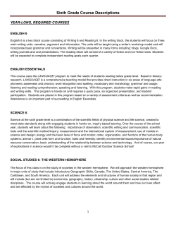 Sixth Grade Course Descriptions