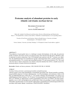 Proteome analysis of abundant proteins in early atlantic cod
