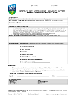 ALTERNATE EXAM ARRANGEMENT &oelig; DISABILITY SUPPORT