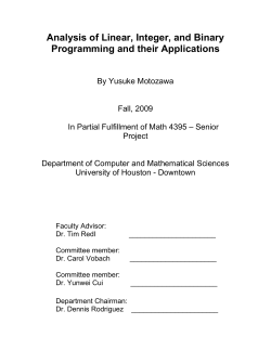 Analysis of Linear, Integer, and Binary Programming