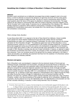 A Critique of Bourdieu`s `Critique of Theoretical Reason`