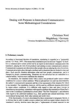 Dealing with Purposes in Intercultural Communication: Some