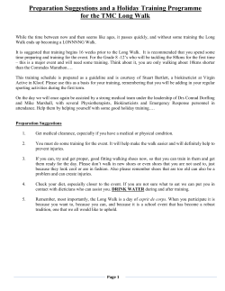 Training Schedule - Thomas More College