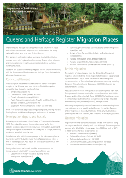 Queensland Heritage Register Migration Places
