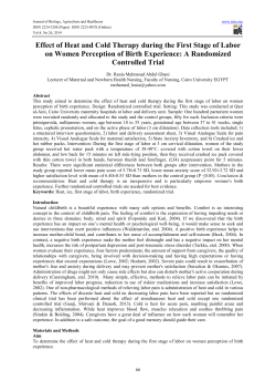 Effect of Heat and Cold Therapy during the First Stage of Labor on