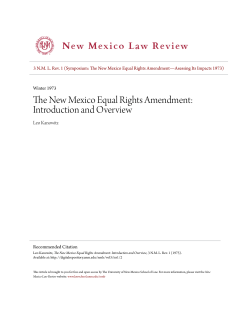 The New Mexico Equal Rights Amendment: Introduction and Overview