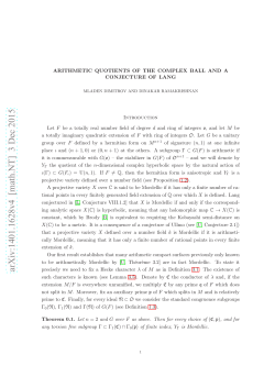 Arithmetic Quotients of the Complex Ball and a Conjecture of Lang