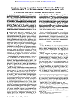 Mutations Causing Coagulation Factor XI11 Subunit