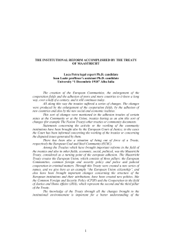 THE INSTITUTIONAL REFORM ACCOMPLISHED BY THE TREATY