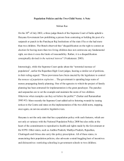 1 Population Policies and the Two-Child Norm: A Note Mohan Rao