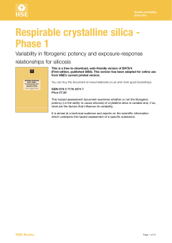 Respirable crystalline silica - Phase 1