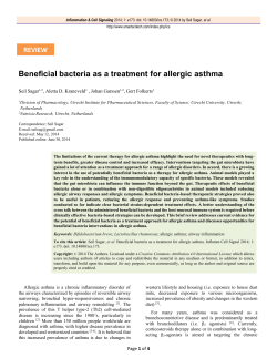 Beneficial bacteria as a treatment for allergic asthma