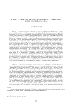 Summer distribution and relative abundance of delphinids in the